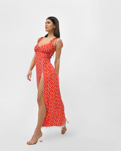 Сукня жіноча максі з розрізом Rica Rossa 102048-14 57305, Колір: Червоний, Розмір: XS-S, зображення 3