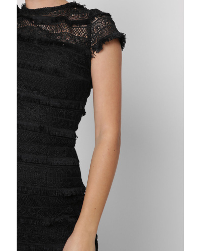 Черное праздничное платье с бахромой 36326, Цвет: Черный, Размер: XS, изображение 3