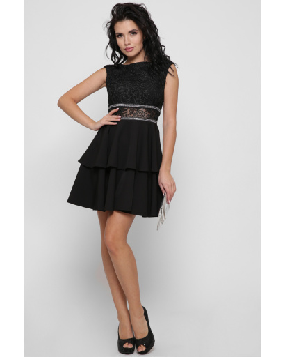 Коктейльна чорна сукня бебі-дол 36328, Колір: Чорний, Розмір: XS, зображення 2