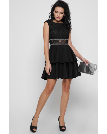 Коктейльна чорна сукня бебі-дол 36328, Колір: Чорний, Розмір: XS, зображення 4