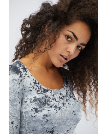 Велюрова сукня з довгим рукавом і розкльошеною спідницею 28418, Колір: Сірий, Розмір: M, зображення 2