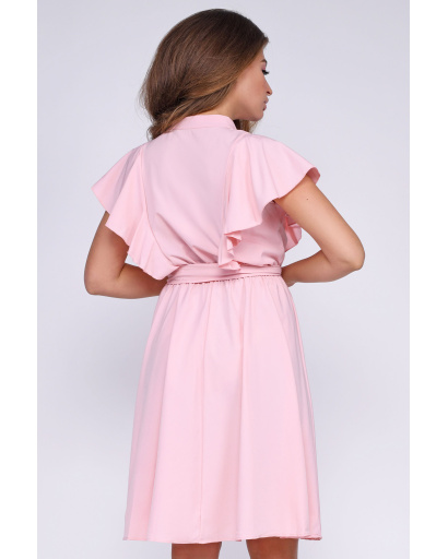 Літня сукня з рюшами 35735, Колір: Пудровий, Розмір: XS, зображення 3
