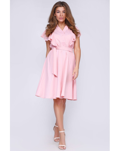 Літня сукня з рюшами 35735, Колір: Пудровий, Розмір: XS, зображення 4
