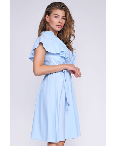 Літня сукня з рюшами 35736, Колір: Блакитний, Розмір: XS, зображення 2