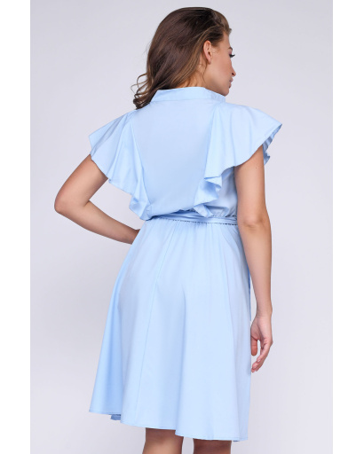 Літня сукня з рюшами 35736, Колір: Блакитний, Розмір: XS, зображення 3