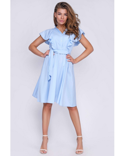Літня сукня з рюшами 35736, Колір: Блакитний, Розмір: XS, зображення 4