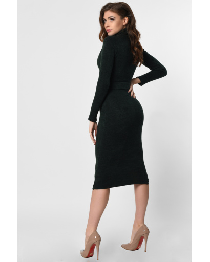 Довга ангорова сукня з поясом 36354, Колір: Смарагдовий, Розмір: XS, зображення 4