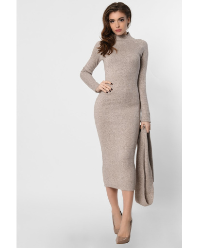 Уютное бежевое платье из ангоры с шарфом 36358, Цвет: Бежевый, Размер: L, изображение 2