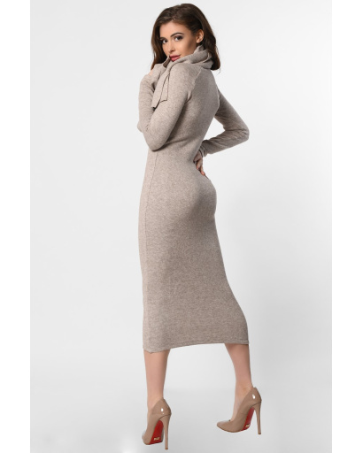 Уютное бежевое платье из ангоры с шарфом 36358, Цвет: Бежевый, Размер: L, изображение 3