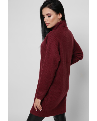 Вільна сукня-джемпер з коміром 36361, Колір: Бургунді, Розмір: L, зображення 2
