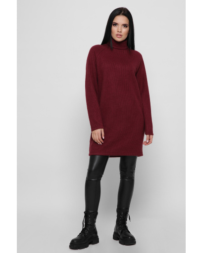 Вільна сукня-джемпер з коміром 36361, Колір: Бургунді, Розмір: L, зображення 5
