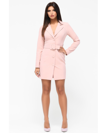 Рожева сукня-піджак із поясом 34120, Колір: Світло-рожевий, Розмір: XS, зображення 4