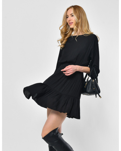 Чорна сукня з легкого шовку 52228, Колір: Чорний, Розмір: XS, зображення 4