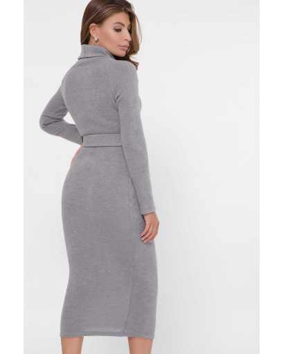 Длинное ангоровое платье с поясом 36229, Цвет: Серый, Размер: XS, изображение 3
