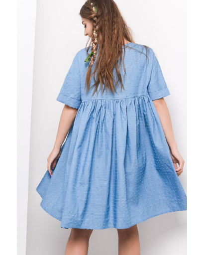 Летнее платье оверсайз из денима 26125, Цвет: Голубой, Размер: S, изображение 3