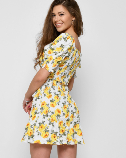 Сукня резинка в жовту квіточку 48383, Колір: Жовтий, Розмір: M, зображення 2