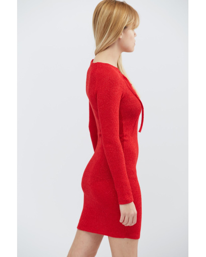 Міні сукня зі шнурівкою на грудях кольору червоний 28802, Колір: Червоний, Розмір: XS, зображення 5