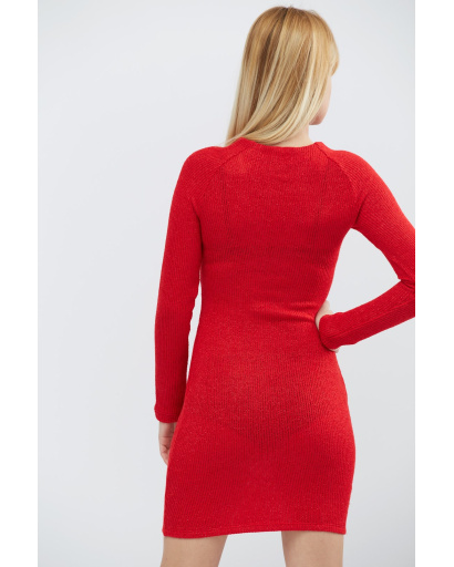 Міні сукня зі шнурівкою на грудях кольору червоний 28802, Колір: Червоний, Розмір: XS, зображення 3