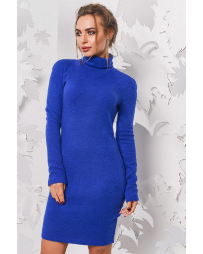 Міні сукня з високим коміром кольору електрик 28755, Колір: Синій, Розмір: S, зображення 2
