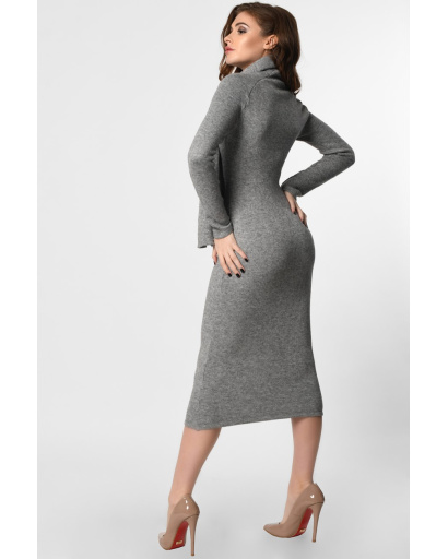 Затишна сіра сукня з ангори з шарфом 36372, Колір: Графіт, Розмір: L, зображення 4