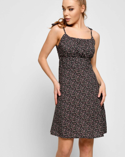 Чёрное летнее платье на бретельках 48577, Цвет: Черный, Размер: S, изображение 5