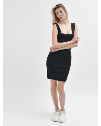 Трикотажна літня сукня 48579, Колір: Чорний, Розмір: M-L, зображення 3