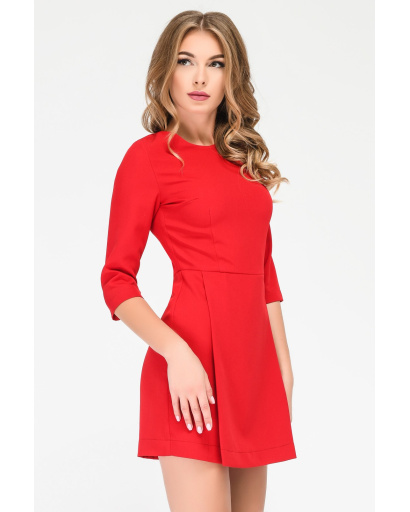 Червона сукня комбінезон з рукавом 3/4 34222, Колір: Червоний, Розмір: S, зображення 2