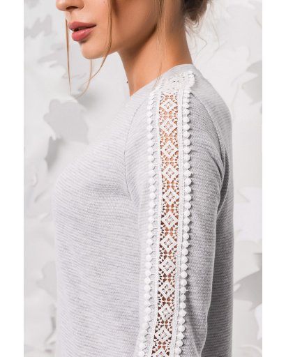 Серое платье с кружевом на рукавах 28843, Цвет: Серый, Размер: XS, изображение 4