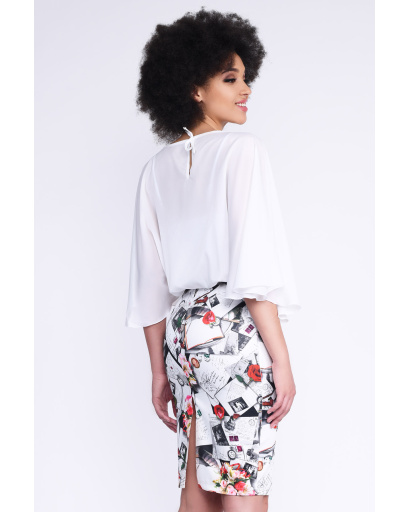 Платье со свободным верхом и приталенной юбкой 32994, Цвет: Белый, Размер: XS, изображение 3