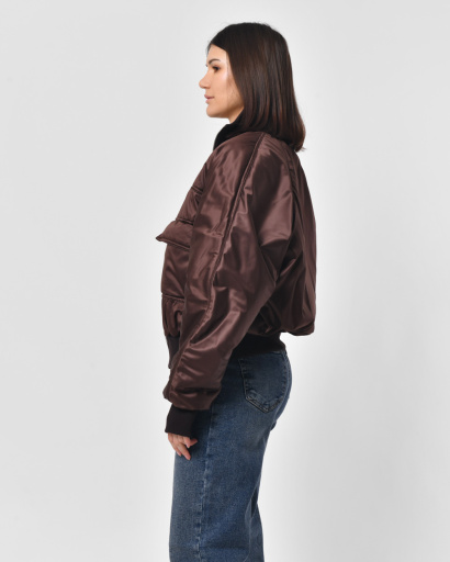 Бомбер жіночий з кишенями X-Woyz LS-8962-26 57281, Колір: Коричневий, Розмір: S, зображення 3