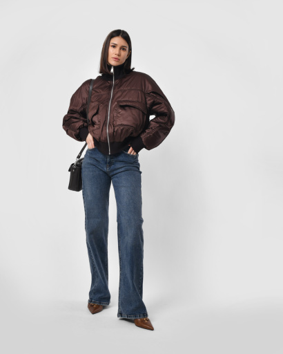 Бомбер жіночий з кишенями X-Woyz LS-8962-26 57281, Колір: Коричневий, Розмір: S, зображення 6