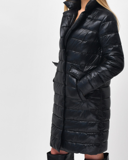 Стьобана куртка-пальто на кнопках колір чорний 36576, Колір: Чорний, Розмір: XS, зображення 5