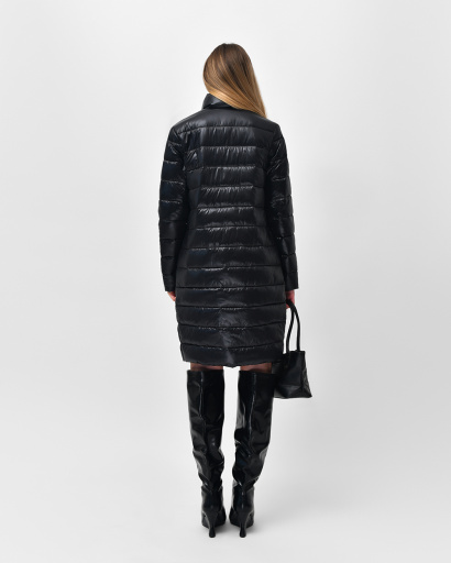 Стьобана куртка-пальто на кнопках колір чорний 36576, Колір: Чорний, Розмір: XS, зображення 2