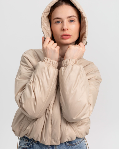 Легка бежева куртка з капюшоном 40269, Колір: Бежевий, Розмір: M, зображення 6