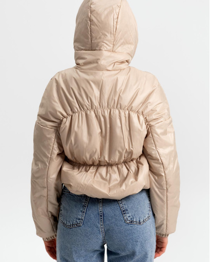 Легка бежева куртка з капюшоном 40269, Колір: Бежевий, Розмір: M, зображення 4