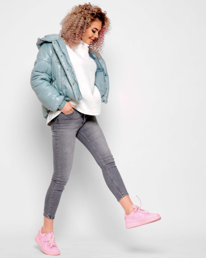 Легка блакитна куртка з капюшоном 40272, Колір: М'ята, Розмір: M, зображення 3