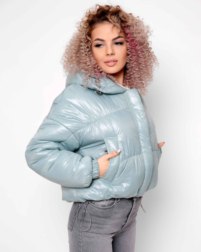 Легка блакитна куртка з капюшоном 40272, Колір: М'ята, Розмір: M, зображення 5