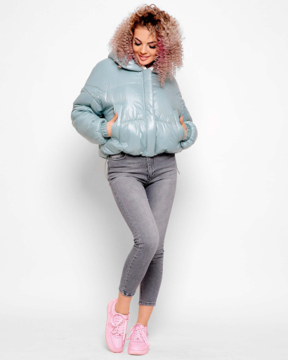 Легка блакитна куртка з капюшоном 40272, Колір: М'ята, Розмір: M, зображення 6