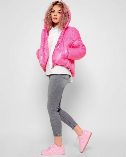 Легка малинова куртка з капюшоном 40274, Колір: Малина, Розмір: M, зображення 2