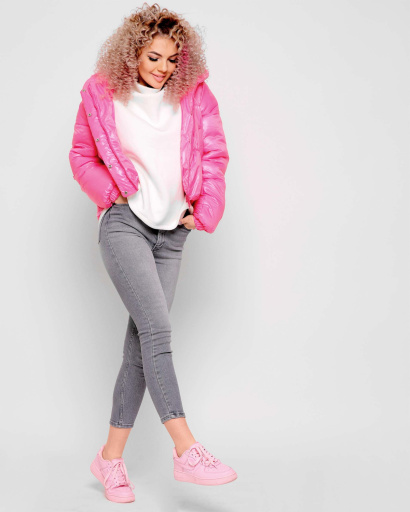 Легка малинова куртка з капюшоном 40274, Колір: Малина, Розмір: M, зображення 5