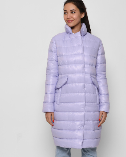 Стьобана куртка-пальто на кнопках колір ліловий 45026, Колір: Лавандовий, Розмір: S, зображення 2