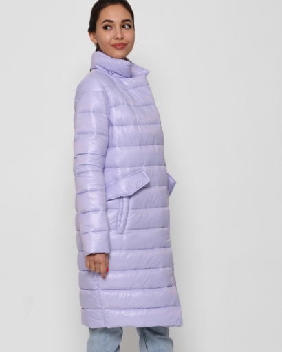 Стьобана куртка-пальто на кнопках колір ліловий 45026, Колір: Лавандовий, Розмір: S, зображення 3