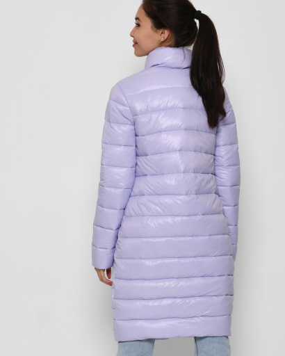 Стьобана куртка-пальто на кнопках колір ліловий 45026, Колір: Лавандовий, Розмір: S, зображення 4