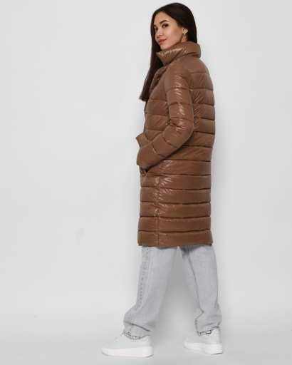 Стьобана куртка-пальто на кнопках колір коричневий 45027, Колір: Коричневий, Розмір: M, зображення 4