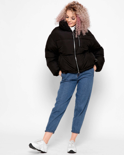 Модная черная куртка с высоким воротником 40788, Цвет: Черный, Размер: L, изображение 6