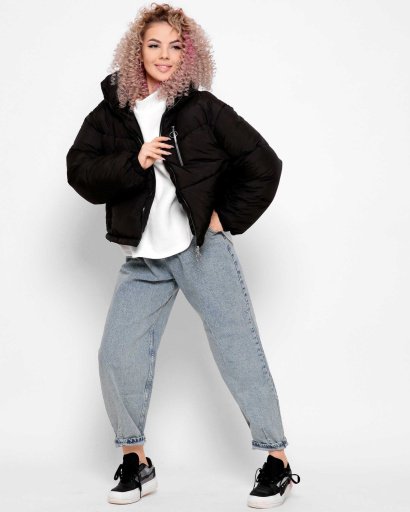 Модная черная куртка с высоким воротником 40788, Цвет: Черный, Размер: L, изображение 7