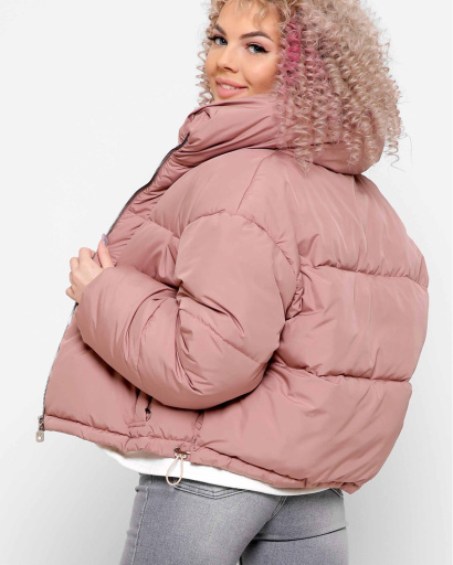 Модная розовая куртка с высоким воротником 40789, Цвет: Пудровый, Размер: XS, изображение 2