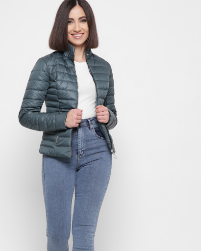 Темно-зеленая куртка на застежке 41823, Цвет: Зеленый, Размер: XS, изображение 2