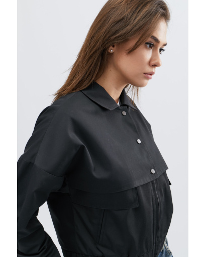 Короткая черная куртка с рисунком на спине 32385, Цвет: Черный, Размер: M, изображение 3