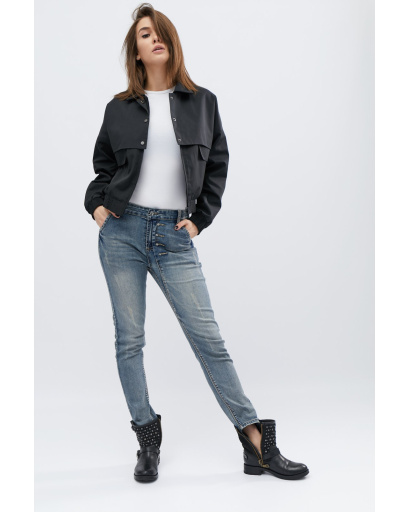 Короткая черная куртка с рисунком на спине 32385, Цвет: Черный, Размер: M, изображение 5